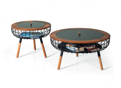 Luxury coffee table design, coffee table, living room table set, 2-piece brown set.